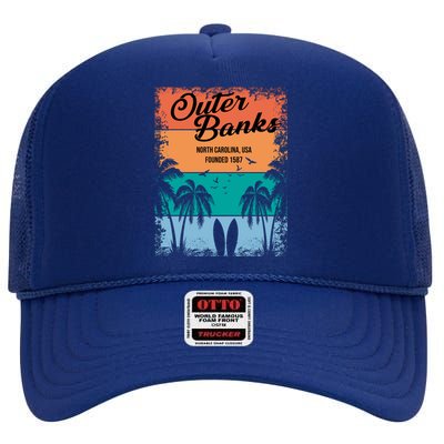 Outer Banks North Carolina USA Founded 1587 High Crown Mesh Back Trucker Hat