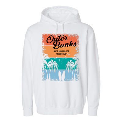 Outer Banks North Carolina USA Founded 1587 Garment-Dyed Fleece Hoodie