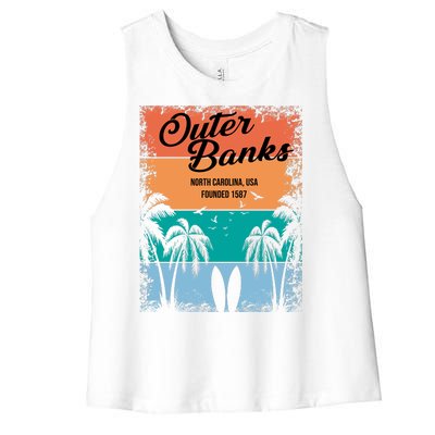 Outer Banks North Carolina USA Founded 1587 Women's Racerback Cropped Tank