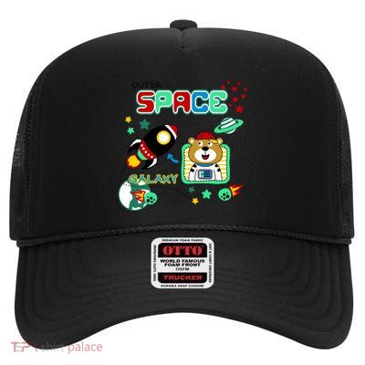 Outer Space Children's Illustration High Crown Mesh Back Trucker Hat