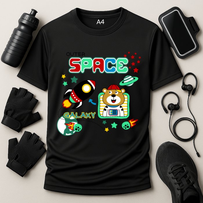 Outer Space Children's Illustration Cooling Performance Crew T-Shirt