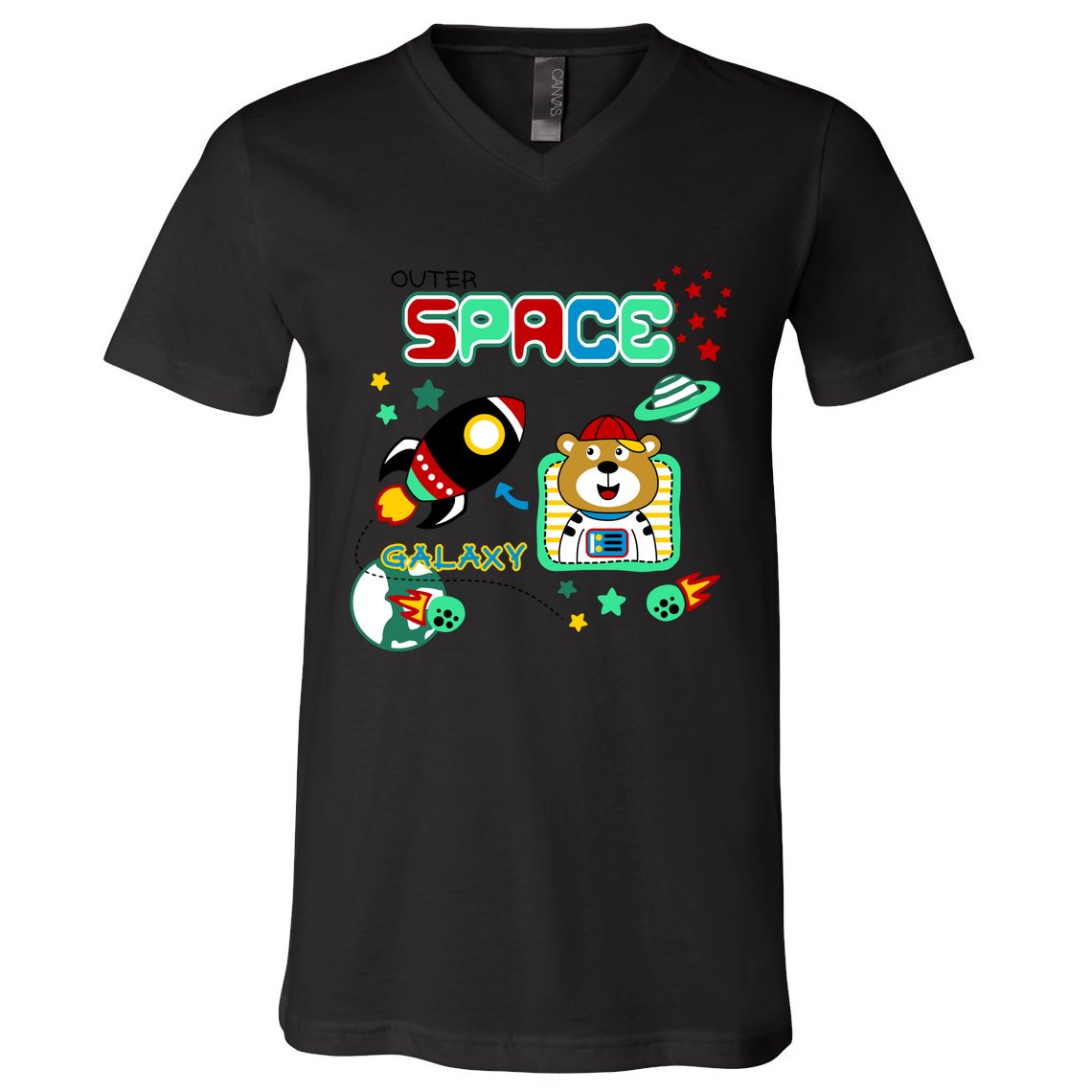Outer Space Children's Illustration V-Neck T-Shirt