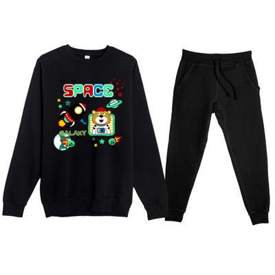 Outer Space Children's Illustration Premium Crewneck Sweatsuit Set