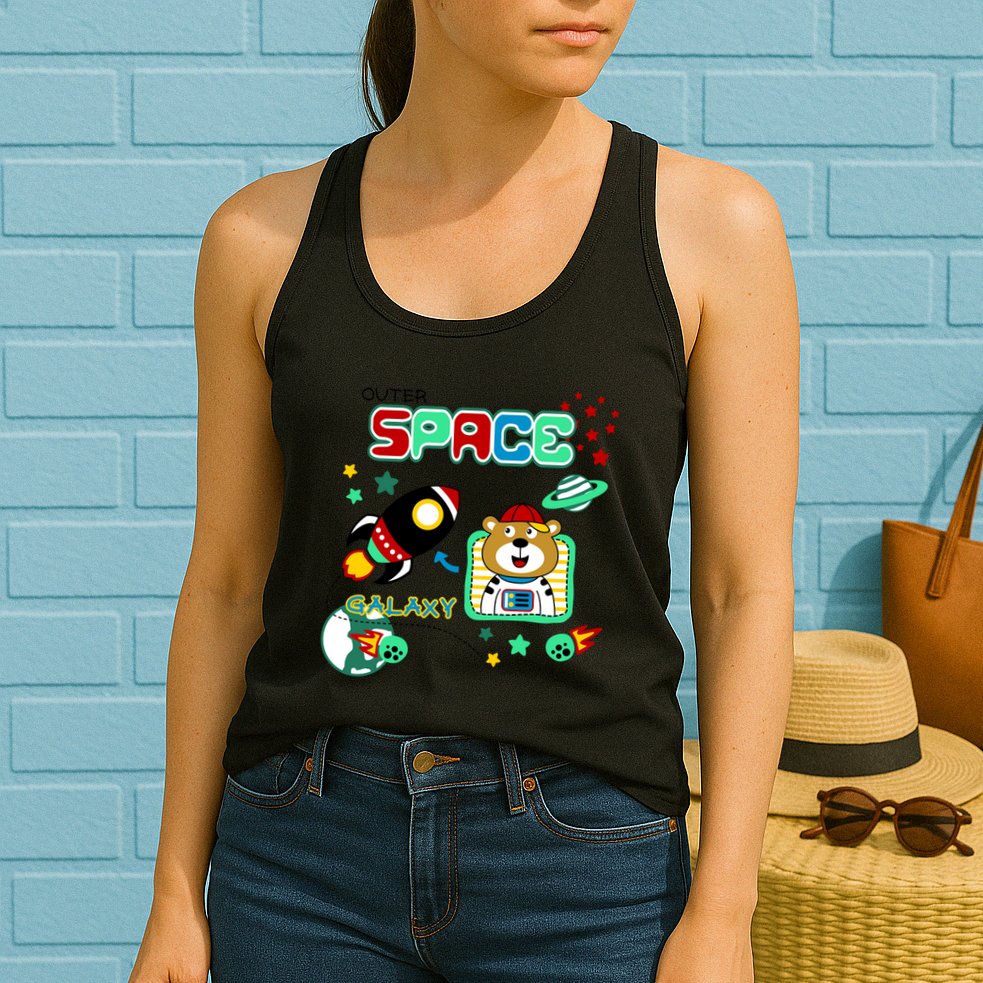 Outer Space Children's Illustration Womens Tank Top