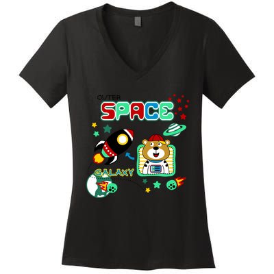 Outer Space Children's Illustration Women's V-Neck T-Shirt