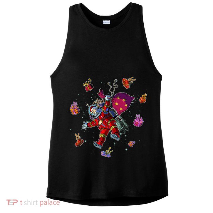 Outer Space Santa Christmas Astronaut  Ladies PosiCharge Tri-Blend Wicking Tank