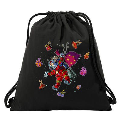 Outer Space Santa Christmas Astronaut  Drawstring Bag