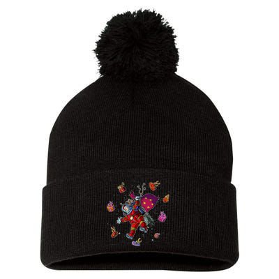 Outer Space Santa Christmas Astronaut  Pom Pom 12in Knit Beanie