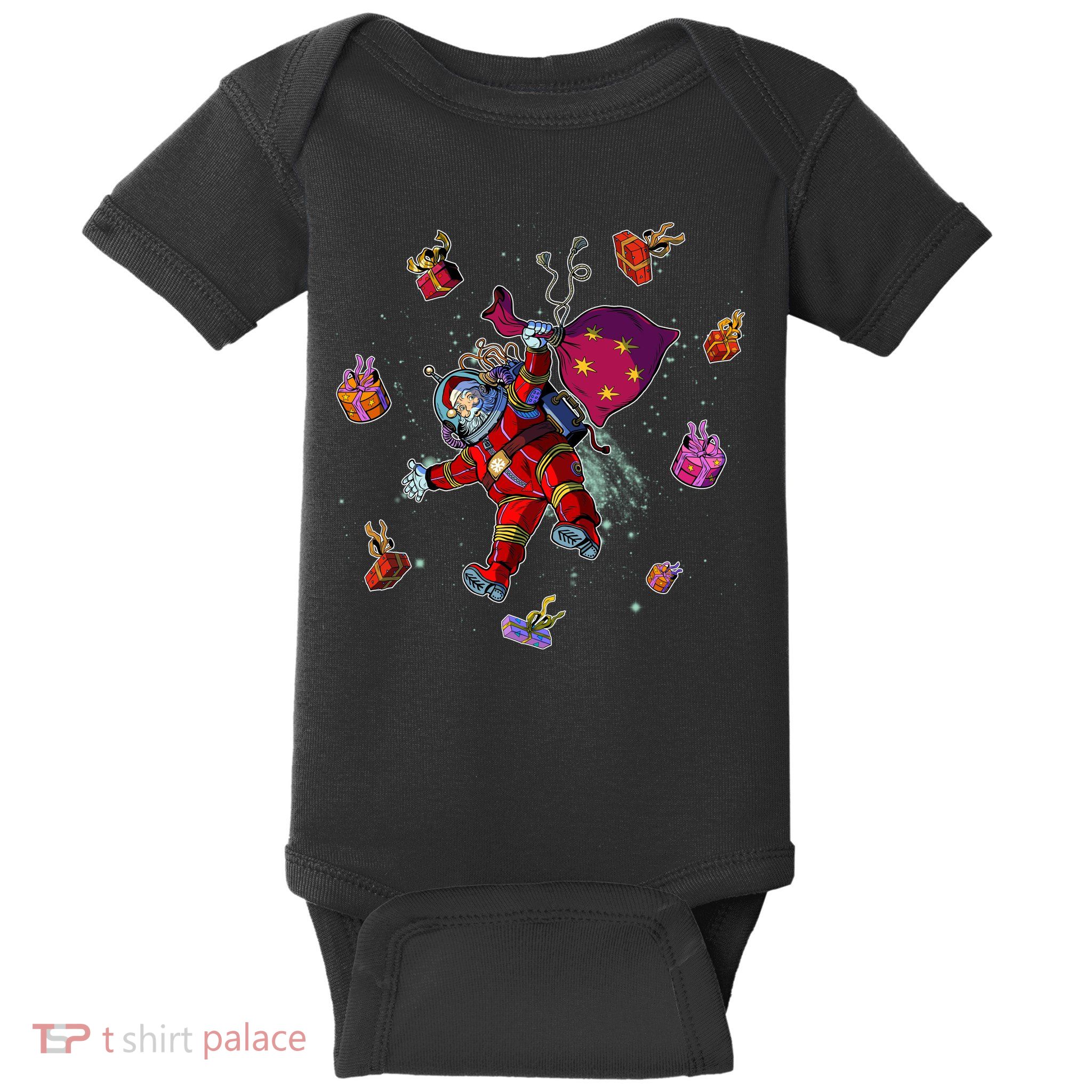 Outer Space Santa Christmas Astronaut  Baby Bodysuit