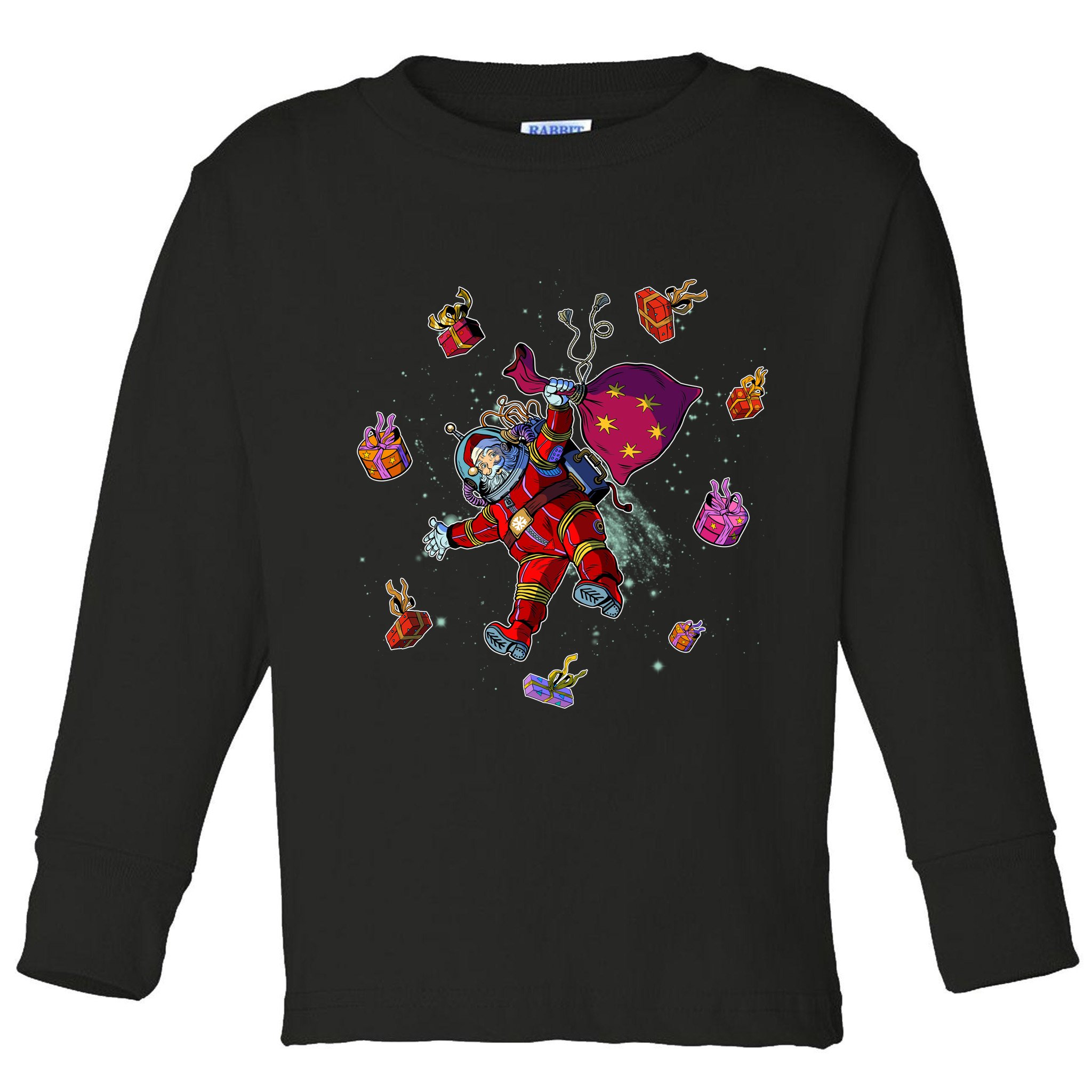 Outer Space Santa Christmas Astronaut  Toddler Long Sleeve Shirt