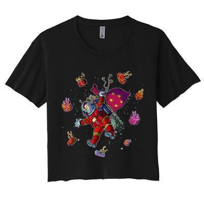 Outer Space Santa Christmas Astronaut  Crop Top