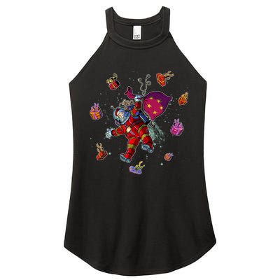 Outer Space Santa Christmas Astronaut  Women's Perfect Tri Rocker Tank