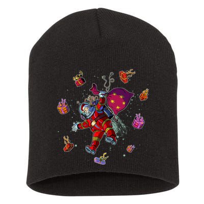 Outer Space Santa Christmas Astronaut  Short Acrylic Beanie