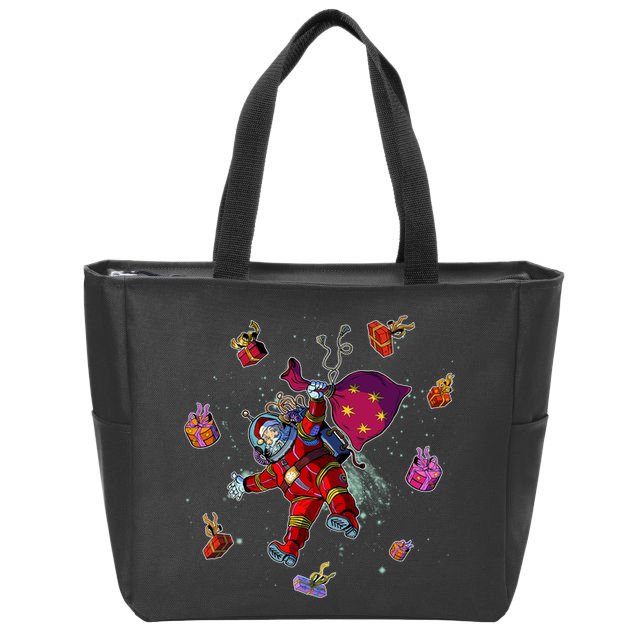 Outer Space Santa Christmas Astronaut  Zip Tote Bag