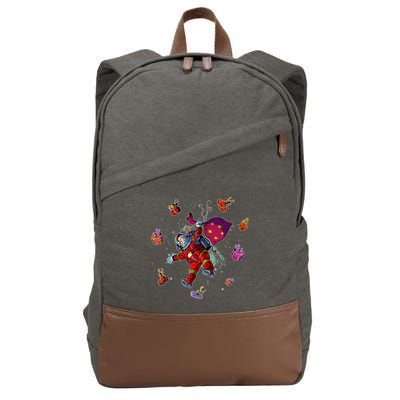 Outer Space Santa Christmas Astronaut  Cotton Canvas Backpack