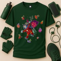 Outer Space Santa Christmas Astronaut  Cooling Performance Crew T-Shirt