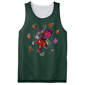 Outer Space Santa Christmas Astronaut  Mesh Reversible Basketball Jersey Tank