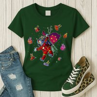 Outer Space Santa Christmas Astronaut  Womens T-Shirt