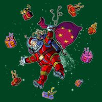 Outer Space Santa Christmas Astronaut  Womens T-Shirt