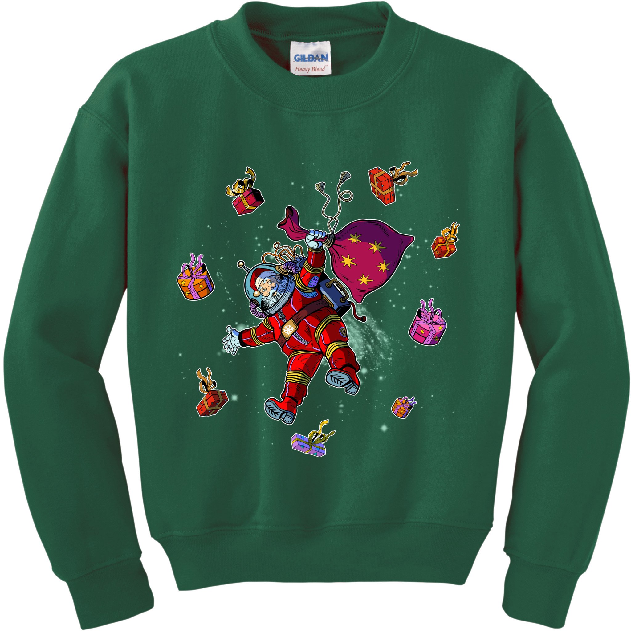 Outer Space Santa Christmas Astronaut  Kids Sweatshirt