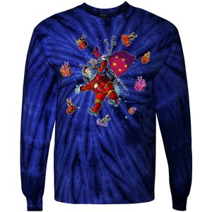 Outer Space Santa Christmas Astronaut  Tie-Dye Long Sleeve Shirt