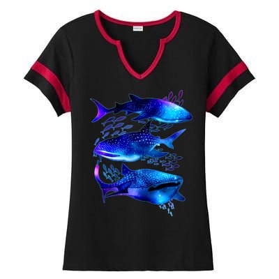 Outer Space Whale Sharks  Ladies Halftime Notch Neck Tee