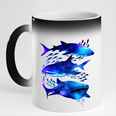 Outer Space Whale Sharks  11oz Black Color Changing Mug