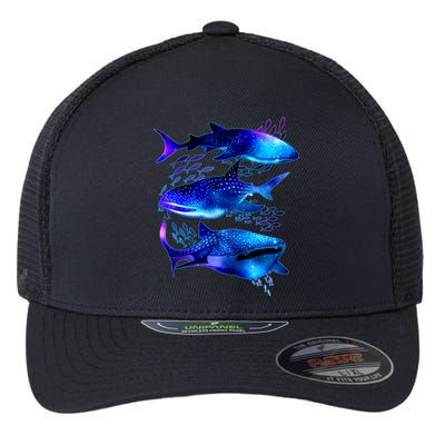 Outer Space Whale Sharks  Flexfit Unipanel Trucker Cap