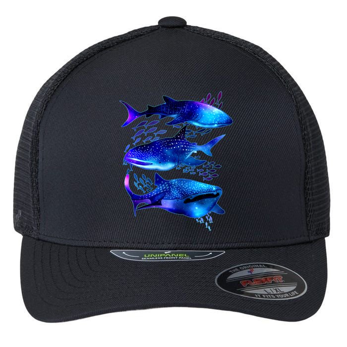 Outer Space Whale Sharks  Flexfit Unipanel Trucker Cap