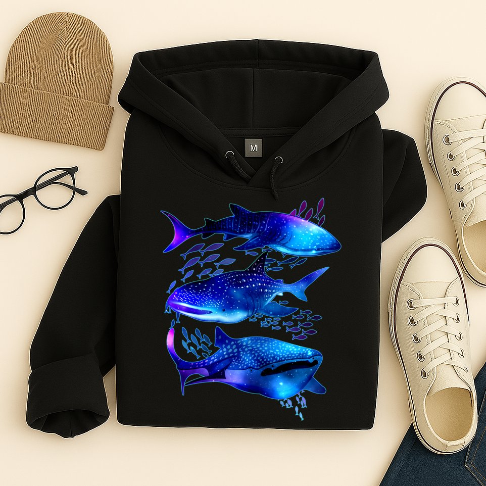 Outer Space Whale Sharks  Hoodie