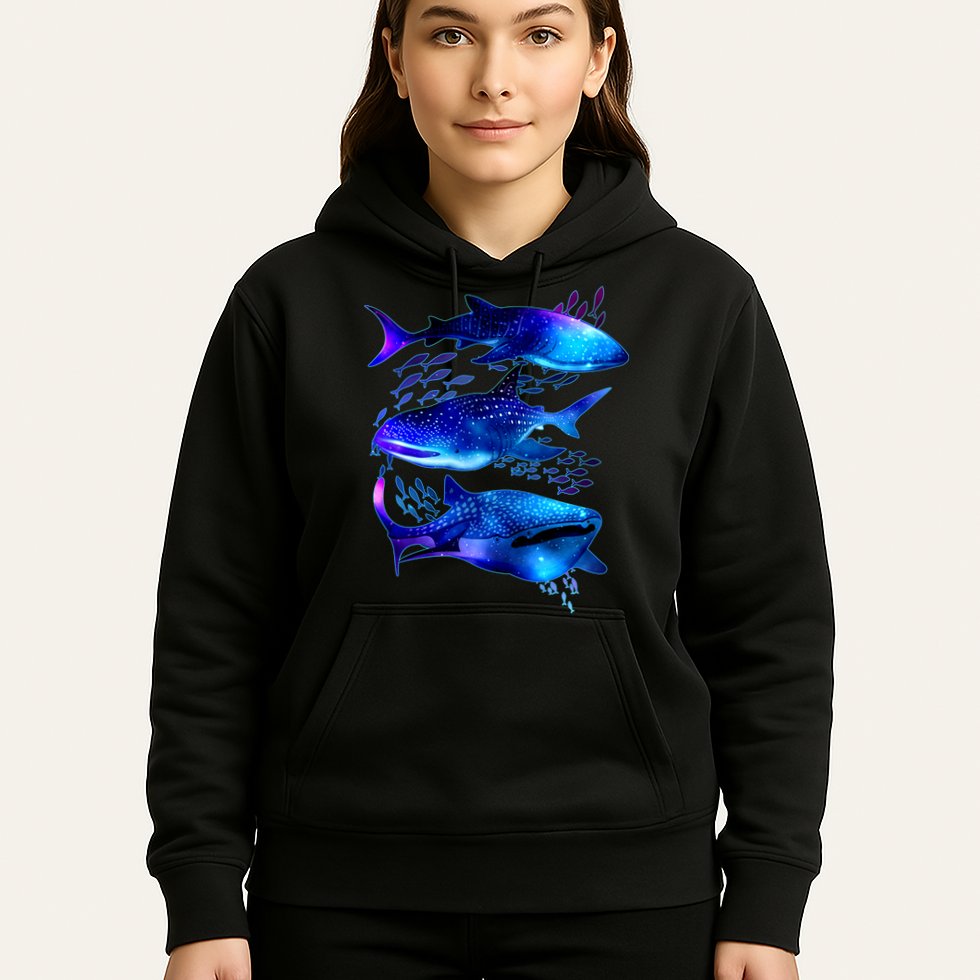 Outer Space Whale Sharks  Hoodie