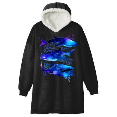 Outer Space Whale Sharks  Hooded Wearable Blanket