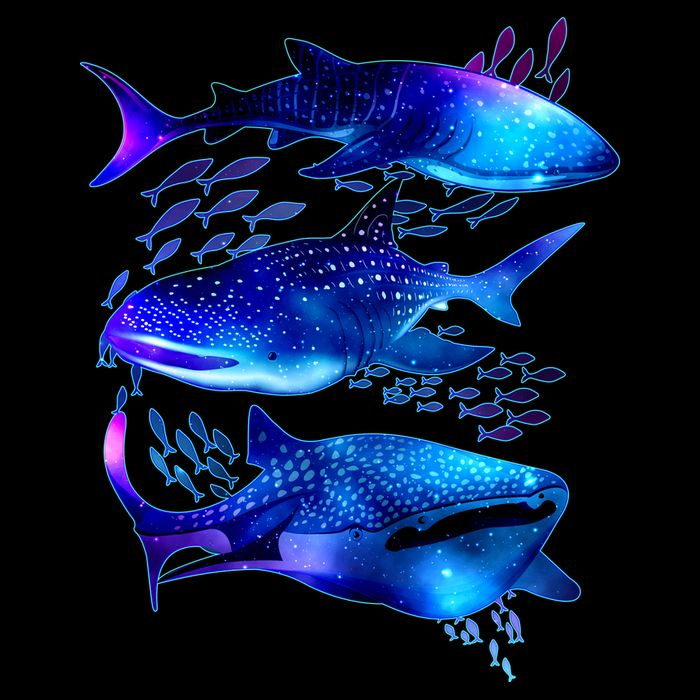 Outer Space Whale Sharks  7-Panel Snapback Hat