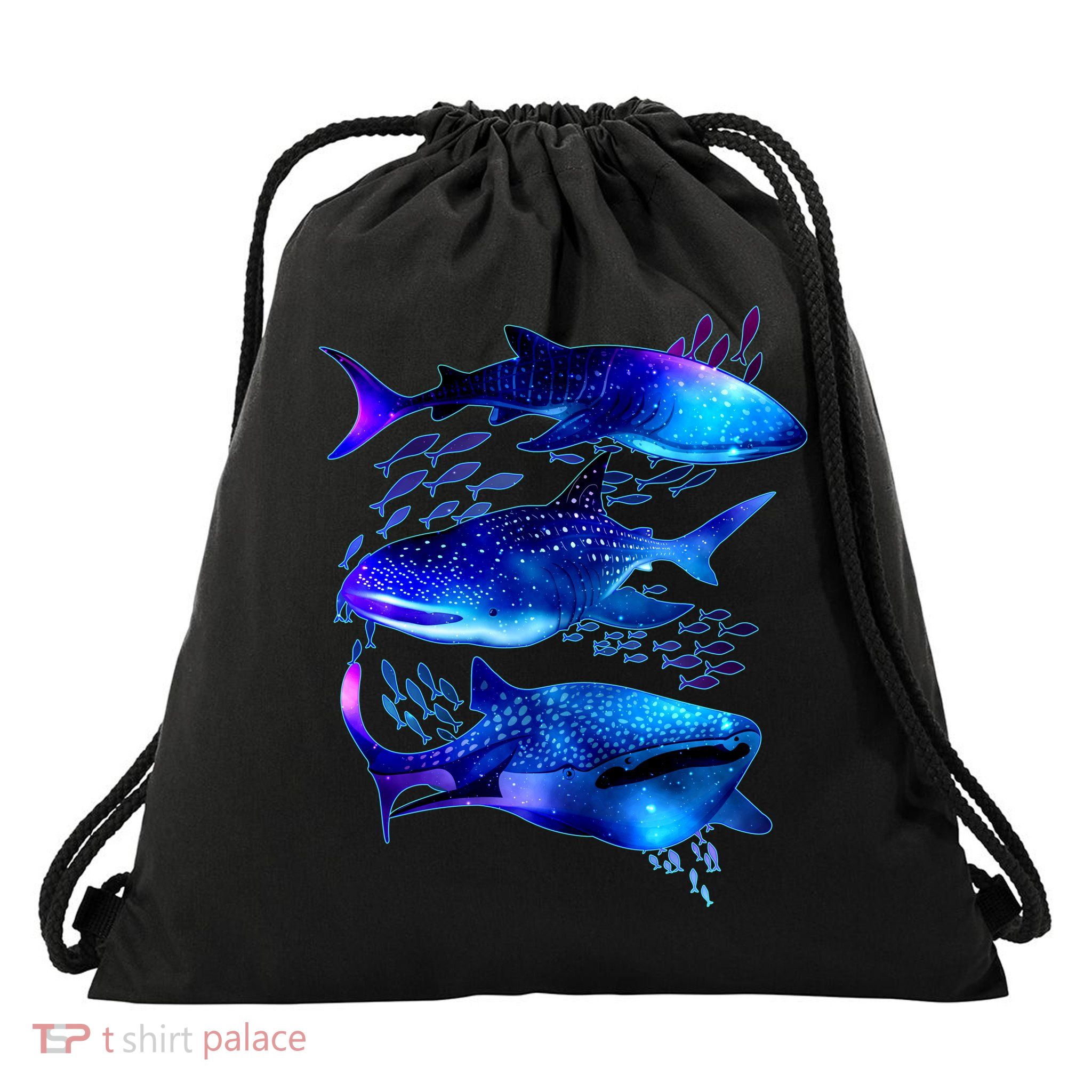 Outer Space Whale Sharks  Drawstring Bag