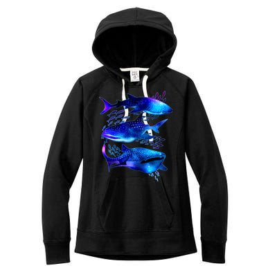 Outer Space Whale Sharks  Women's Fleece Hoodie