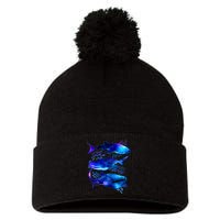Outer Space Whale Sharks  Pom Pom 12in Knit Beanie