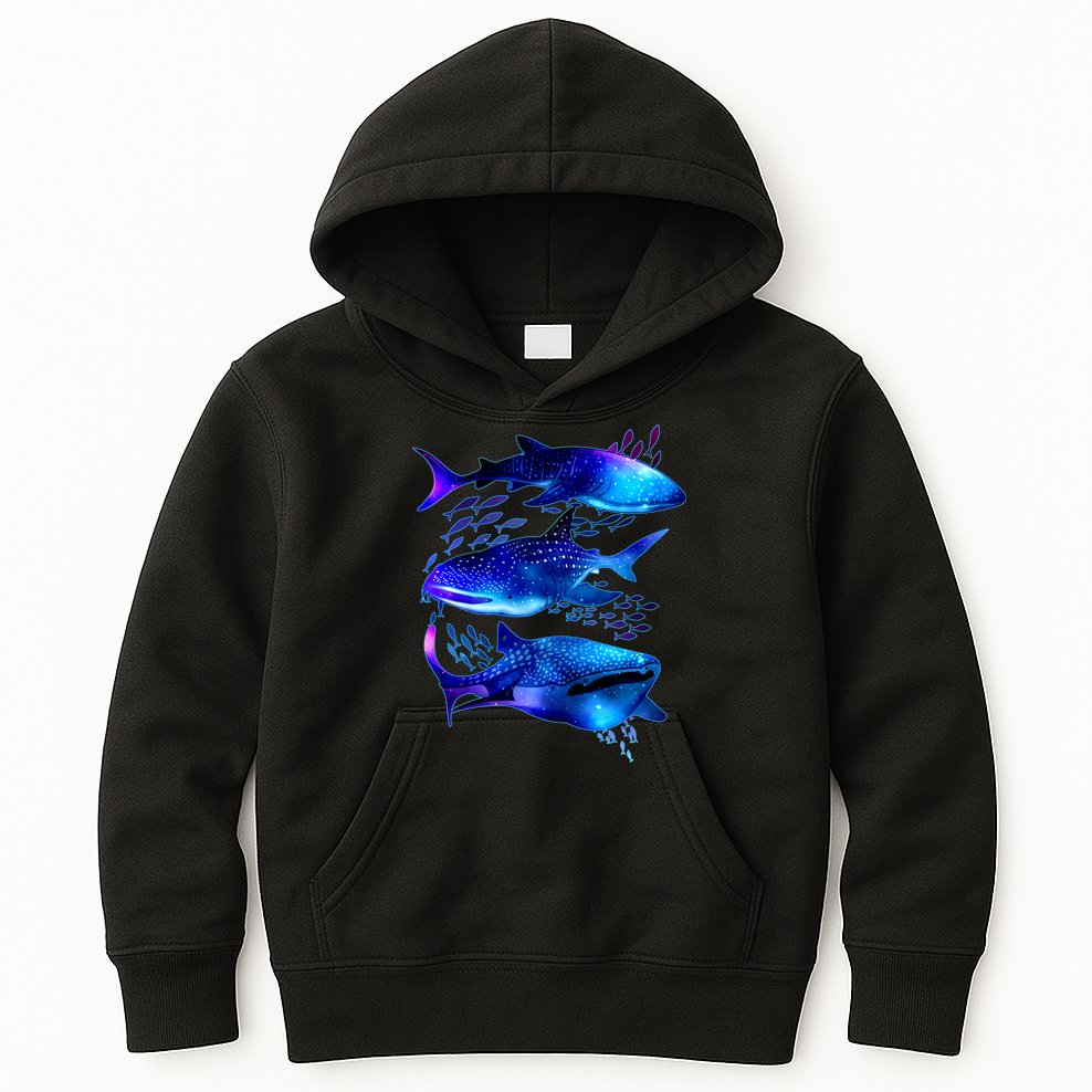 Outer Space Whale Sharks  Kids Hoodie