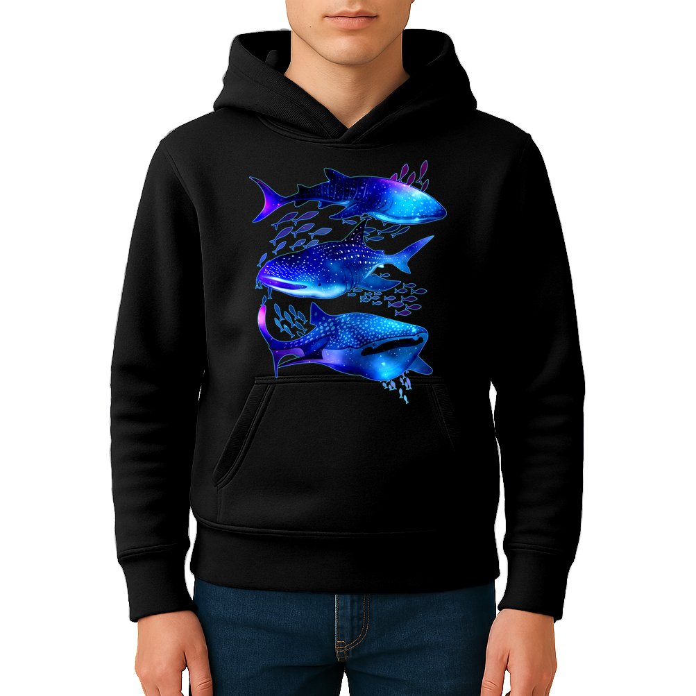 Outer Space Whale Sharks  Kids Hoodie