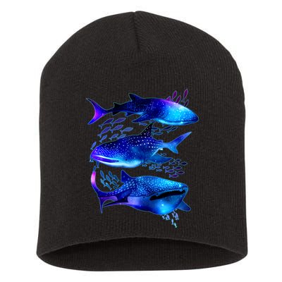 Outer Space Whale Sharks  Short Acrylic Beanie