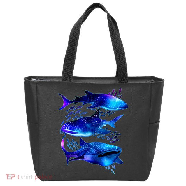 Outer Space Whale Sharks  Zip Tote Bag
