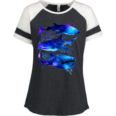 Outer Space Whale Sharks  Enza Ladies Jersey Colorblock Tee