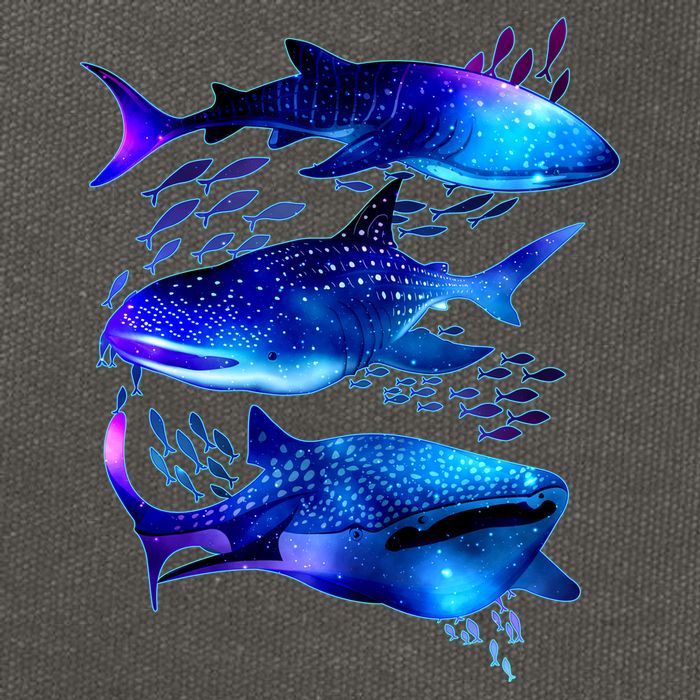 Outer Space Whale Sharks  Cotton Canvas Backpack