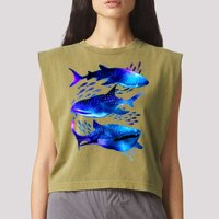 Outer Space Whale Sharks  Garment-Dyed Women's Muscle Tee