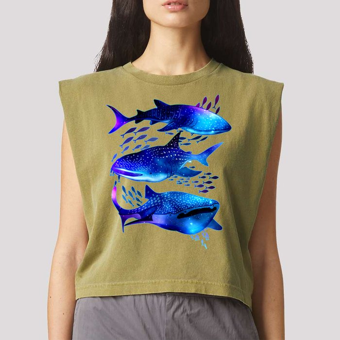 Outer Space Whale Sharks  Garment-Dyed Women's Muscle Tee