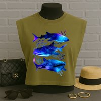 Outer Space Whale Sharks  Garment-Dyed Women's Muscle Tee