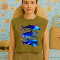 Outer Space Whale Sharks  Garment-Dyed Women's Muscle Tee