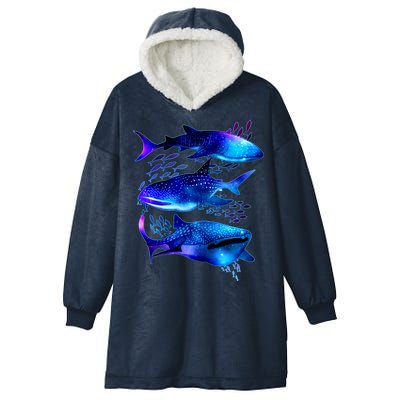 Outer Space Whale Sharks  Hooded Wearable Blanket