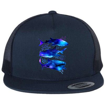 Outer Space Whale Sharks  Flat Bill Trucker Hat