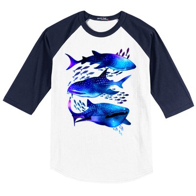 Outer Space Whale Sharks  Baseball Sleeve Shirt