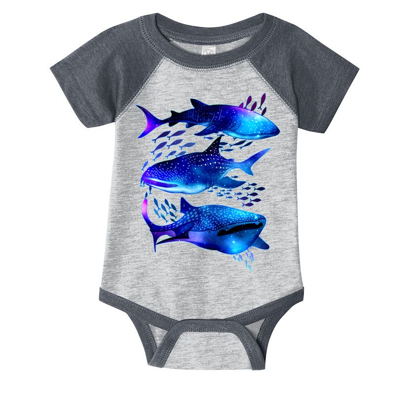 Outer Space Whale Sharks  Infant Baby Jersey Bodysuit